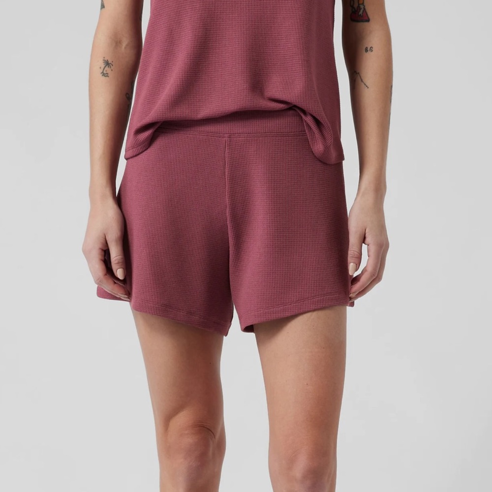 Athleta Waffle Knit Sleep Shorts in Dusty Rose